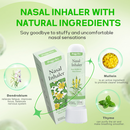 Nasal Sticks for Breathing Improvement with Extracts of Pure Mullein and Mint